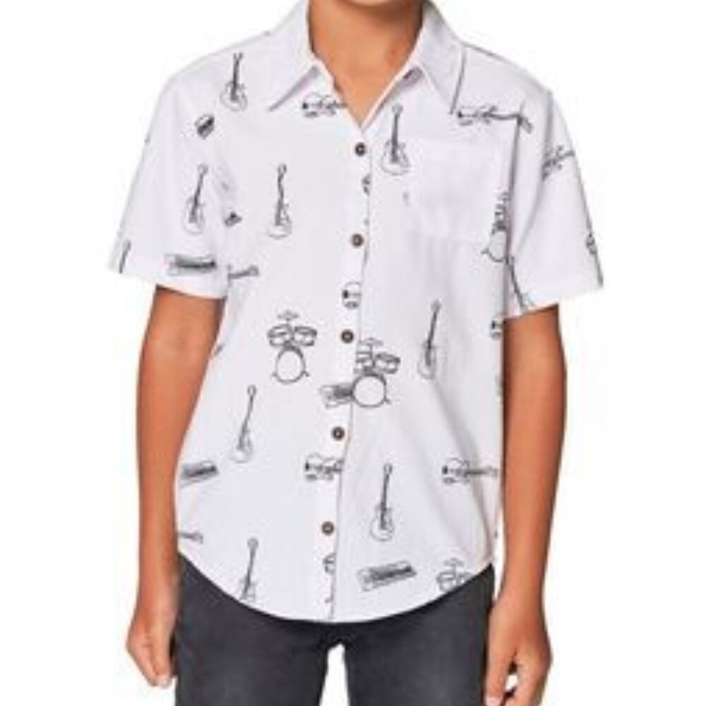 Chaser Boys Short Sleeve Button up with ElectricJam Session Design